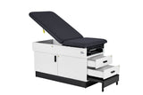 VivaComfort Slimline Exam Table Base with Leg Rest, Step Stool, and 2 Drawers, 420 lb Capacity, Black