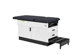 VivaComfort Slimline Exam Table Base with Leg Rest, Step Stool, and 2 Drawers, 420 lb Capacity, Black