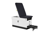 VivaComfort Slimline Exam Table Base with Leg Rest, Step Stool, and 2 Drawers, 420 lb Capacity, Black