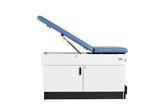 VivaComfort Slimline Exam Table Base with Leg Rest, Step Stool, and 2 Drawers, 420 lb Capacity, Blue