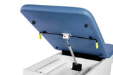 VivaComfort Slimline Exam Table Base with Leg Rest, Step Stool, 2 Drawers, and Stirrups, 420 lb Capacity, Blue