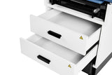 VivaComfort Slimline Exam Table Base with Leg Rest, Step Stool, 2 Drawers, and Stirrups, 420 lb Capacity, Blue
