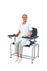 VivaComfort 500 lbs. Extra Wide Adjustable Antimicrobial Bariatric Padded Phlebotomy Blood Drawing Chair, Black