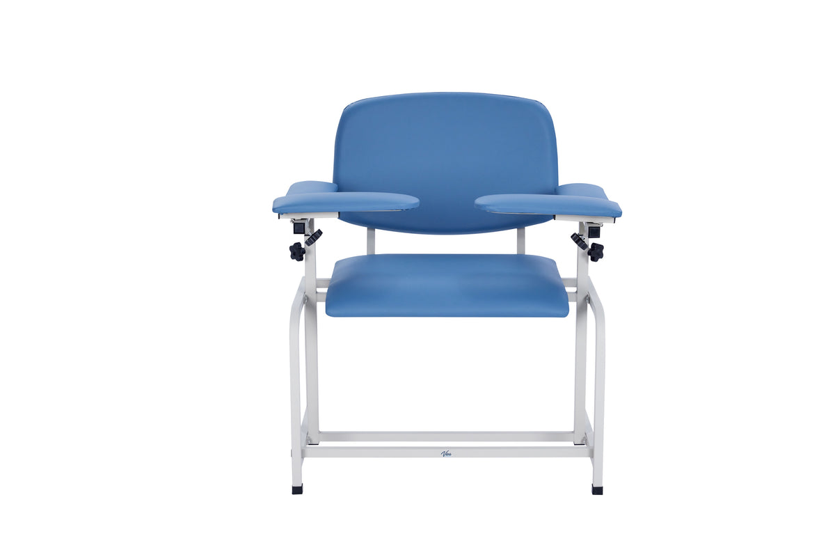 VivaComfort 500 lbs. Extra Wide Adjustable Antimicrobial Bariatric Padded Phlebotomy Blood Drawing Chair, Blue