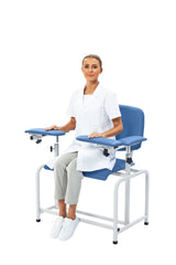 VivaComfort 500 lbs. Extra Wide Adjustable Antimicrobial Bariatric Padded Phlebotomy Blood Drawing Chair, Blue