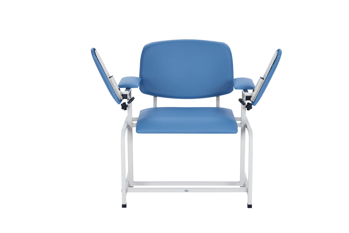 VivaComfort 500 lbs. Extra Wide Adjustable Antimicrobial Bariatric Padded Phlebotomy Blood Drawing Chair, Blue