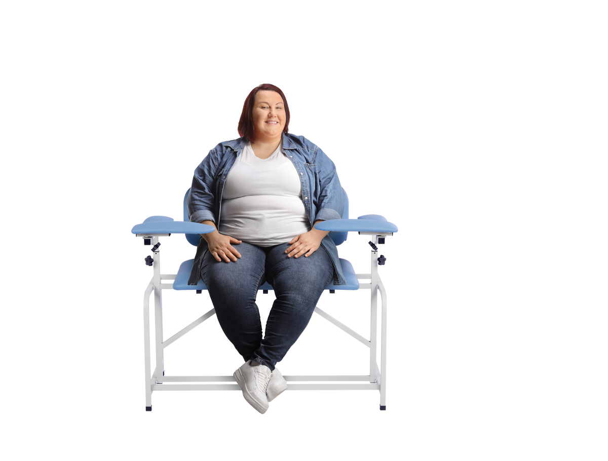 VivaComfort 750 lb. Capacity Bariatric Extra-Tall Phlebotomy Blood Drawing Chair, 750 lb Capacity, Blue