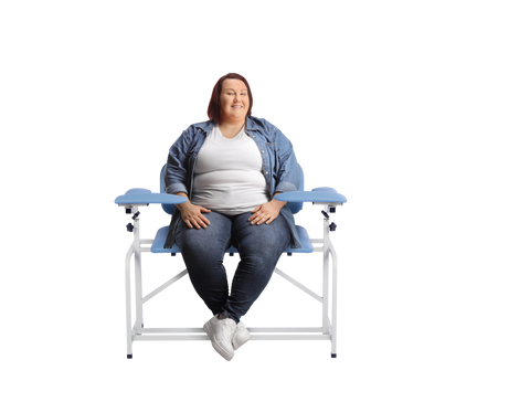 VivaComfort 750 lb. Capacity Bariatric Extra-Tall Phlebotomy Blood Drawing Chair, 750 lb Capacity, Blue