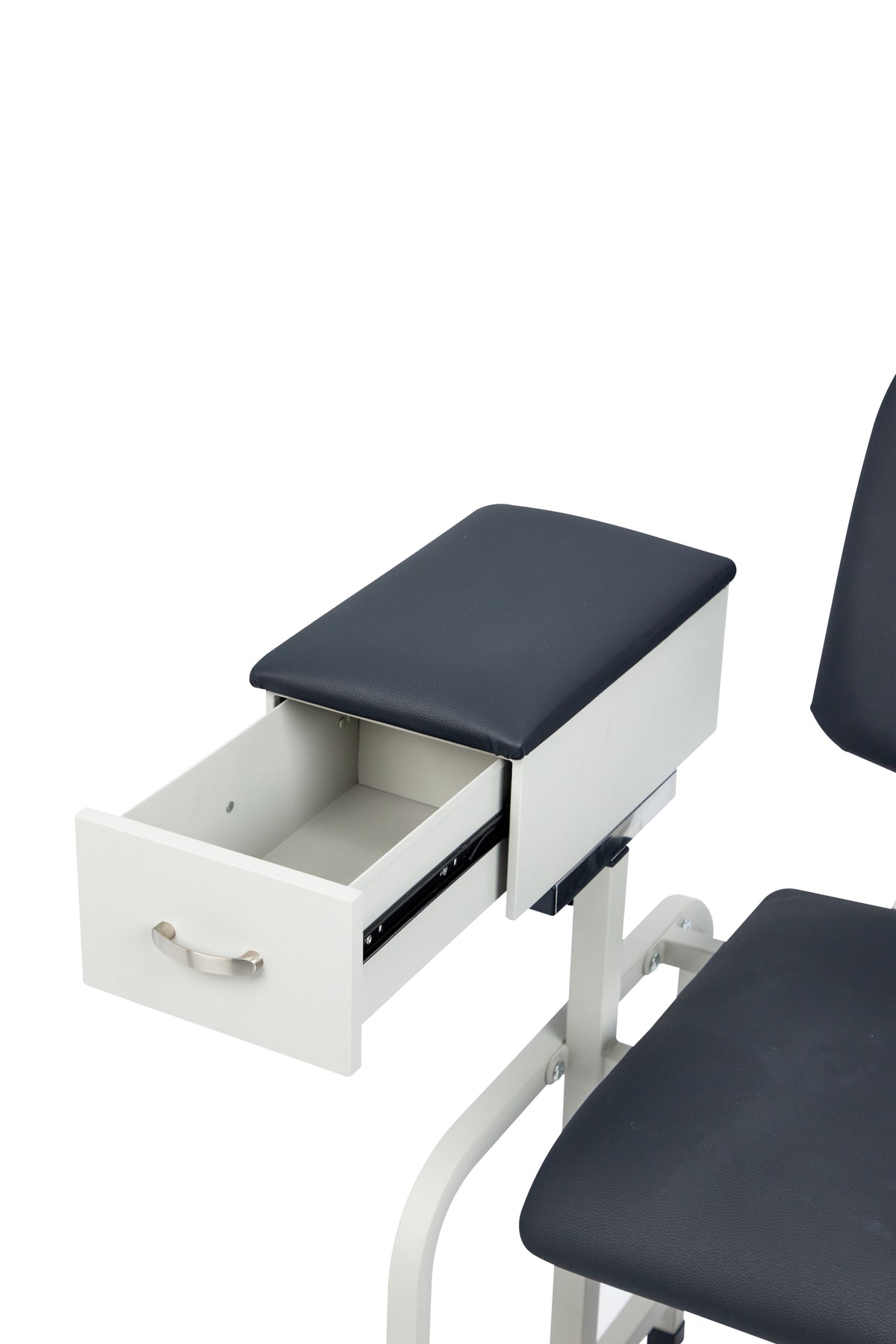 VivaComfort Antimicrobial Bariatric Padded Phlebotomy Blood Drawing Chair With Drawer, Black, 500 lb Capacity