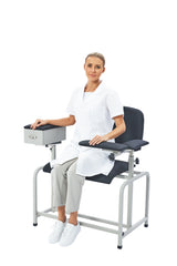 VivaComfort Antimicrobial Bariatric Padded Phlebotomy Blood Drawing Chair With Drawer, Black, 500 lb Capacity