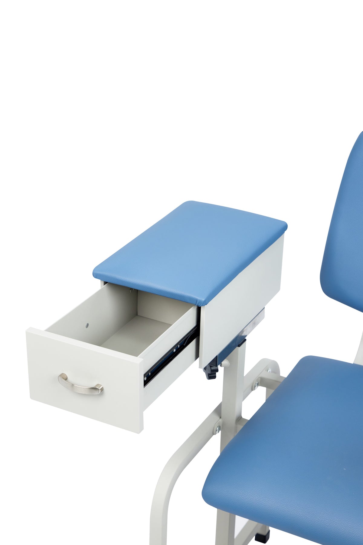 VivaComfort Antimicrobial Bariatric Padded Phlebotomy Blood Drawing Chair Drawer, Blue, 500 lb Capacity