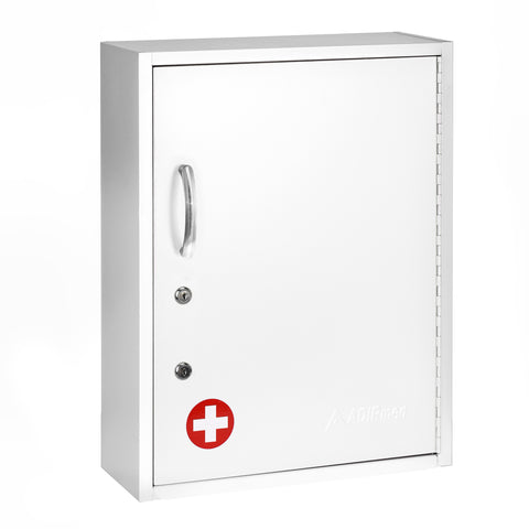 ADIRMED 21 in. H x 16 in. W Dual Lock Surface-Mount Medical Security Cabinet in White with Pull-Out Shelf and Document P