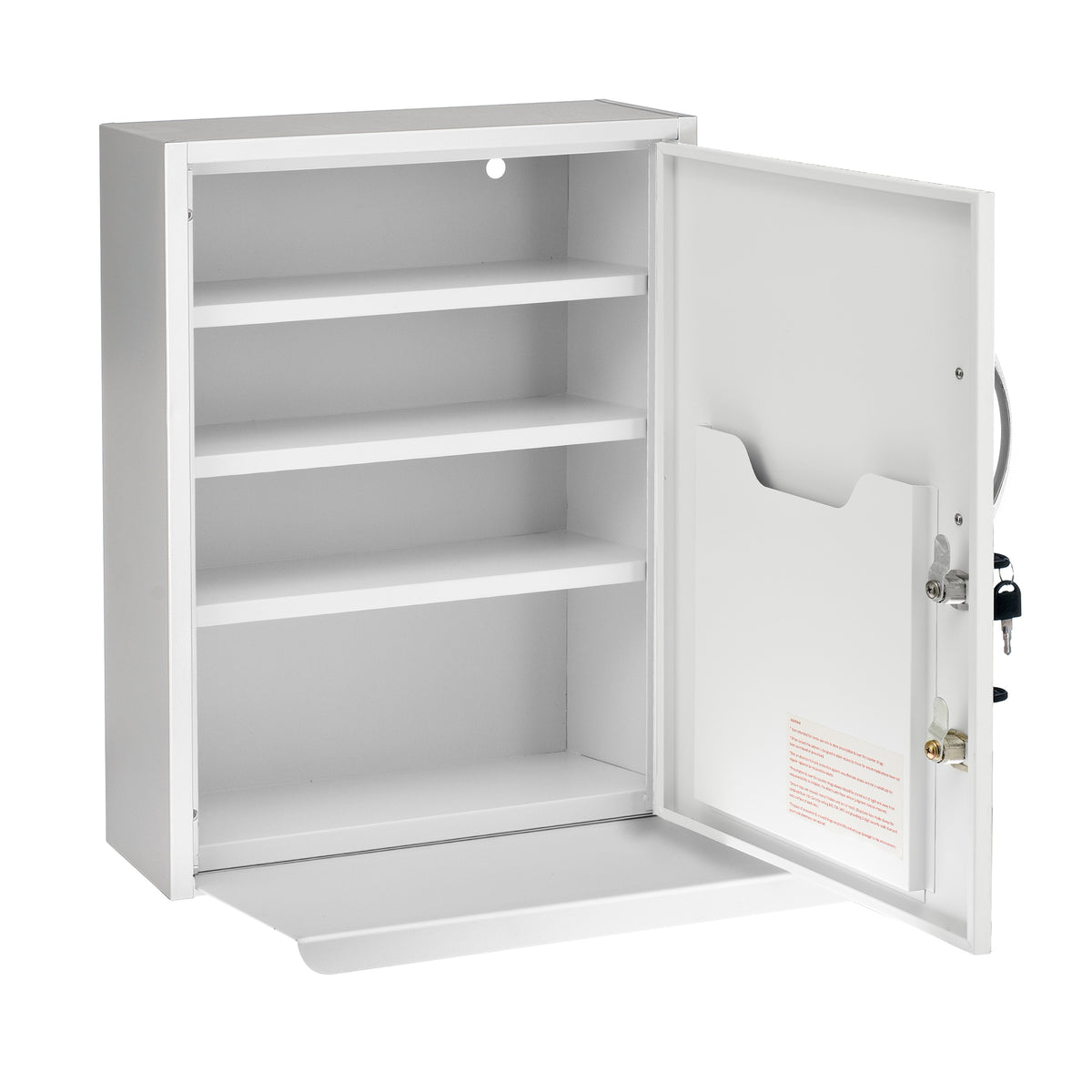 ADIRMED 21 in. H x 16 in. W Dual Lock Surface-Mount Medical Security Cabinet in White with Pull-Out Shelf and Document P