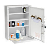 ADIRMED 21 in. H x 16 in. W Dual Lock Surface-Mount Medical Security Cabinet in White with Pull-Out Shelf and Document P
