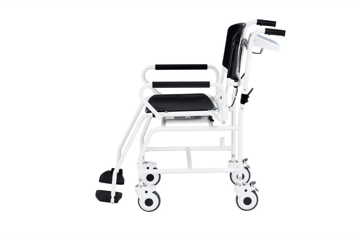 VivaComfort Foldable Bariatric Patient Weighing Chair with Integrated Digital Scale, 550 lb Capacity, Black