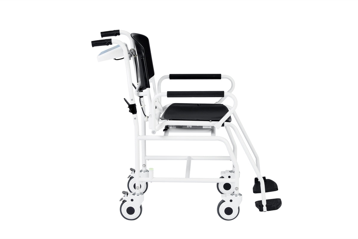 VivaComfort Foldable Bariatric Patient Weighing Chair with Integrated Digital Scale, 550 lb Capacity, Black