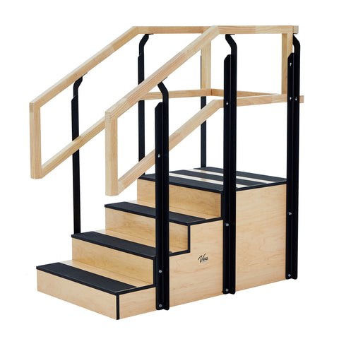 VivaComfort Hardwood Physical Therapy Non-Slip 30in. One-Sided Staircase with Safety Handles, 500 lb Capacity, Oak