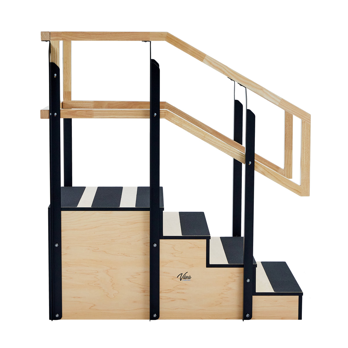 VivaComfort Hardwood Physical Therapy Non-Slip 30in. One-Sided Staircase with Safety Handles, 500 lb Capacity, Oak