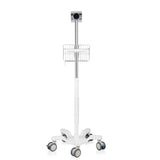 VivaComfort Adjustable Height Mobile Stand with Storage Basket for Welch Allyn 4400 Vital Signs Monitor, White