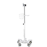 VivaComfort Adjustable Height Mobile Stand with Storage Basket for Welch Allyn 4400 Vital Signs Monitor, White