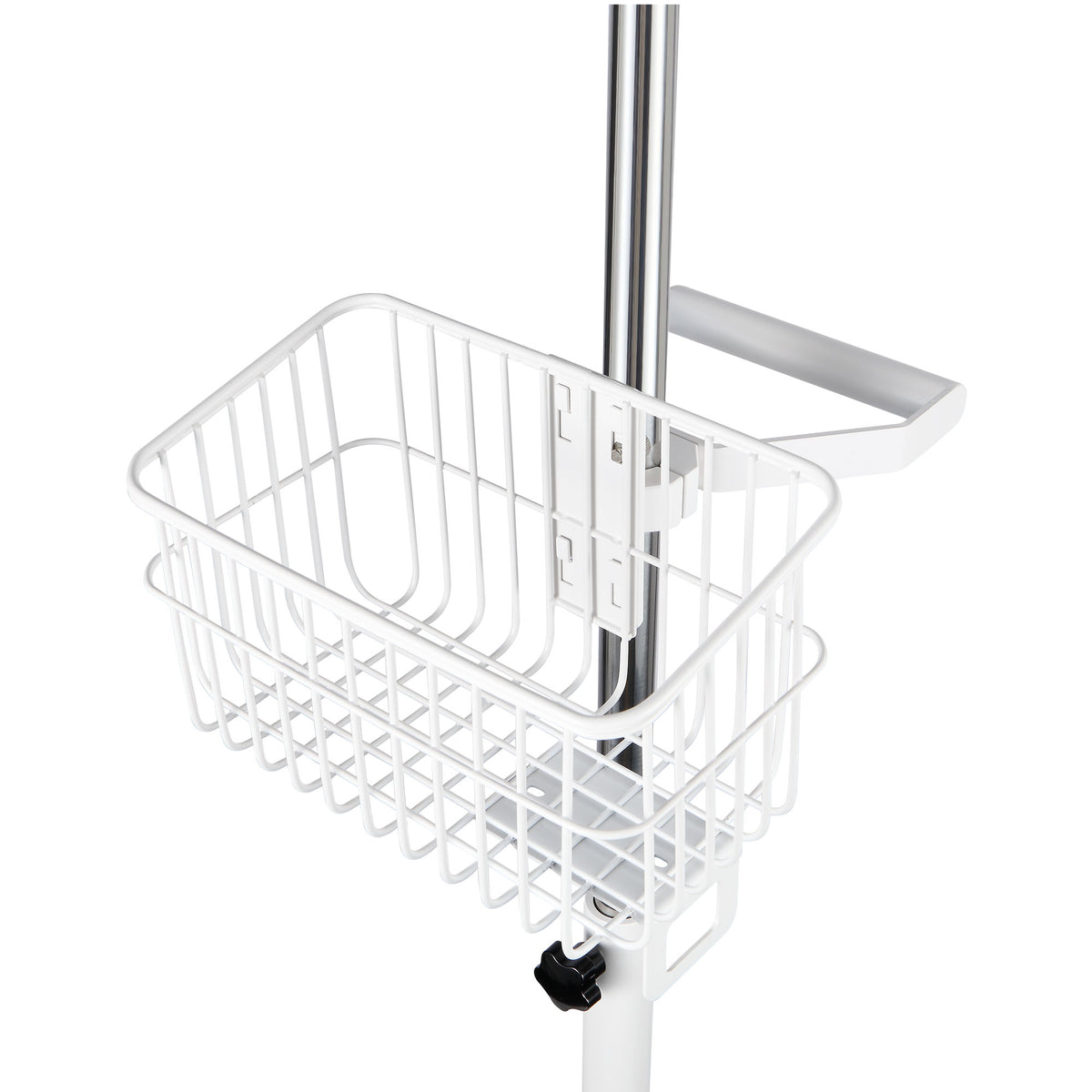 VivaComfort Adjustable Height Mobile Stand with Storage Basket for Welch Allyn 4400 Vital Signs Monitor, White