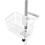 VivaComfort Adjustable Height Mobile Stand with Storage Basket for Welch Allyn 4400 Vital Signs Monitor, White