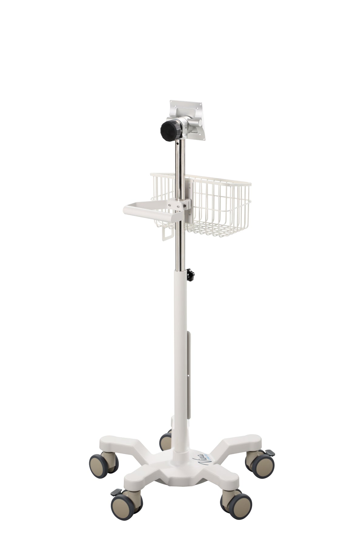 VivaComfort Universal Medical Mobile Cart with Compatible Welch Allen Connex Spot Monitor Mounting Plate, White