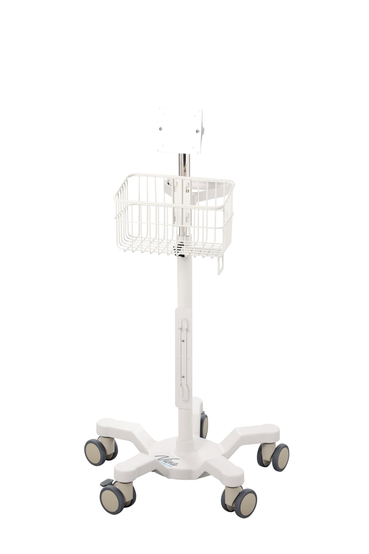 VivaComfort Universal Medical Mobile Cart with Compatible Welch Allen Connex Spot Monitor Mounting Plate, White