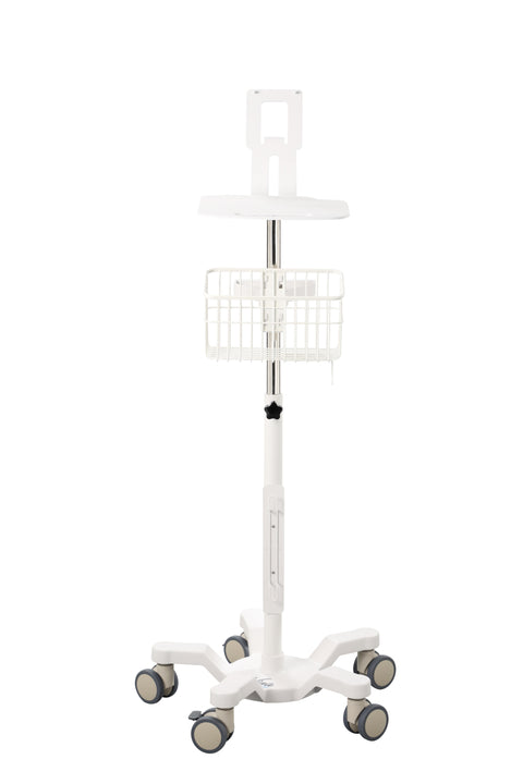 VivaComfort Universal Medical Mobile Cart with Compatible Welch Allen Connex Spot Monitor Mounting Plates and Work Surface, White