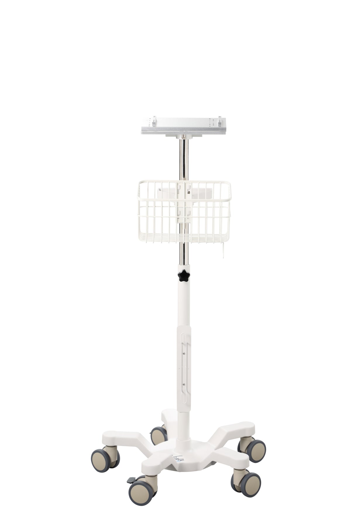 VivaComfort Universal Medical Mobile Cart With Compatible Edan Monitor Mounting Plate, White