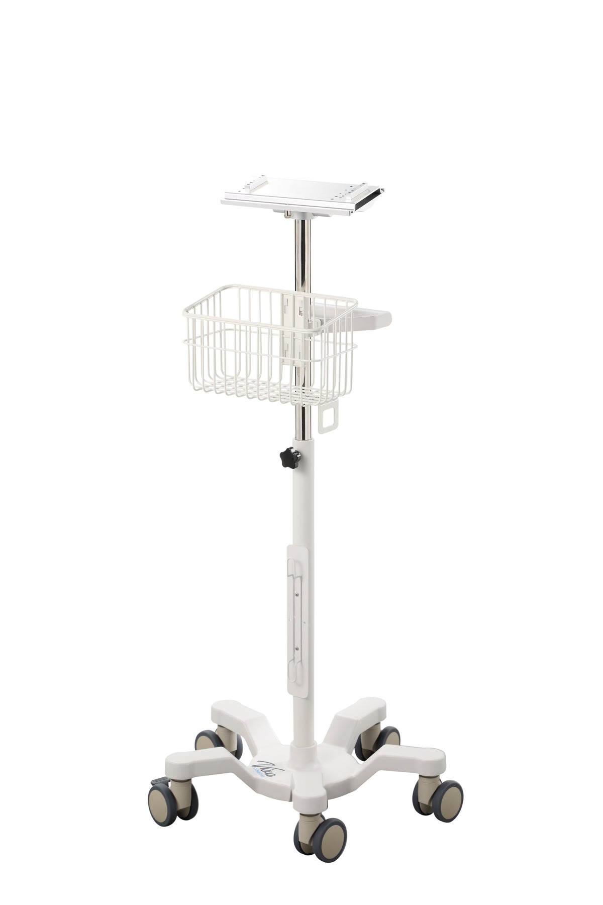 VivaComfort Universal Medical Mobile Cart With Compatible Edan Monitor Mounting Plate, White