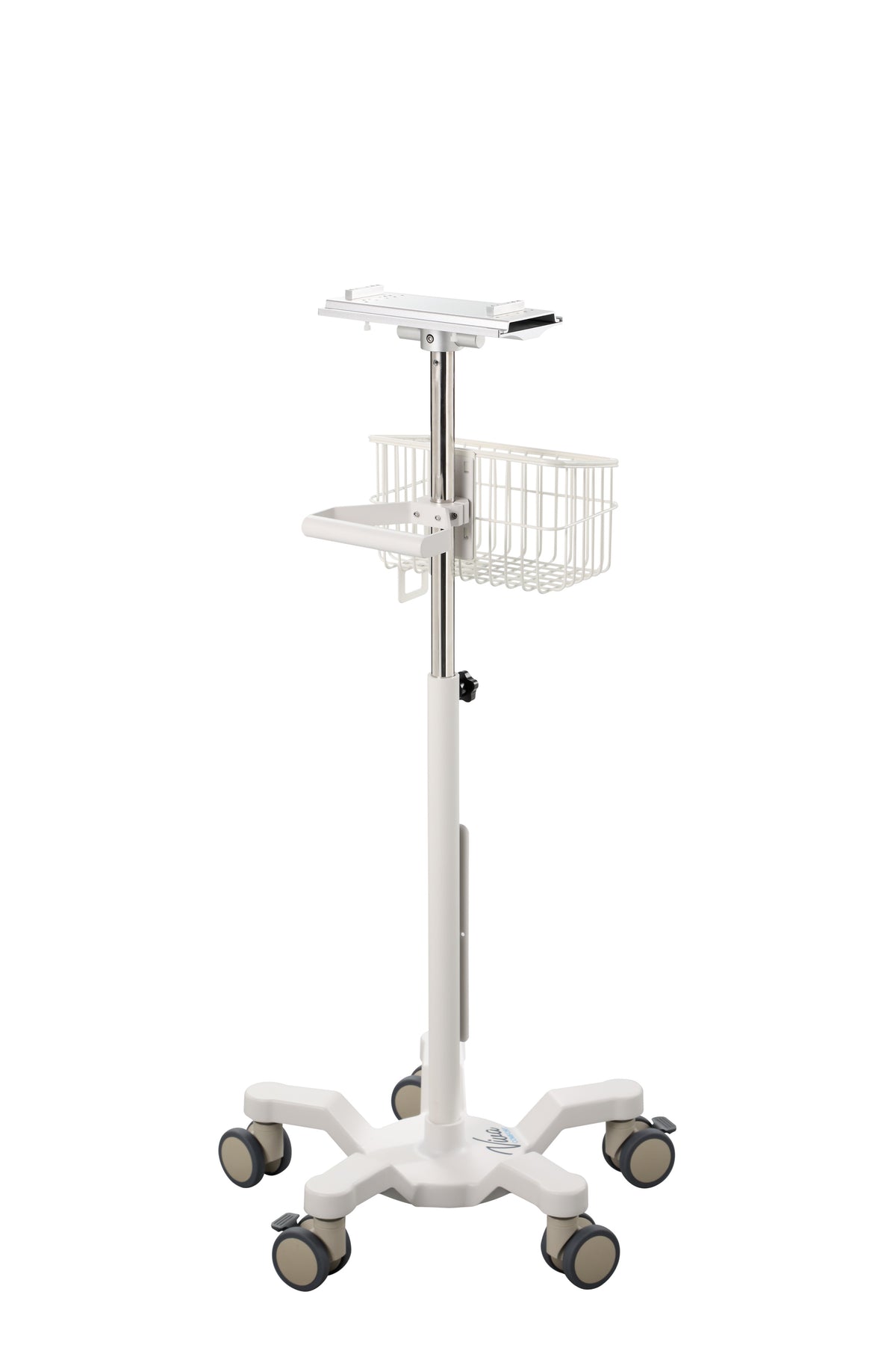 VivaComfort Universal Medical Mobile Cart With Compatible Edan Monitor Mounting Plate, White
