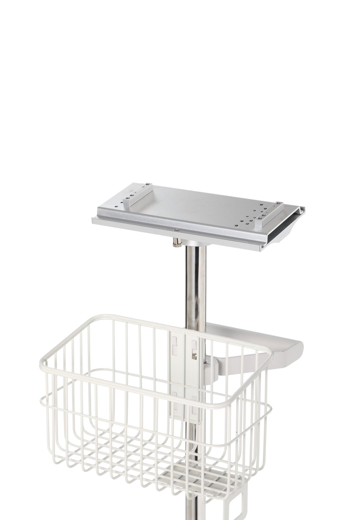 VivaComfort Universal Medical Mobile Cart With Compatible Edan Monitor Mounting Plate, White