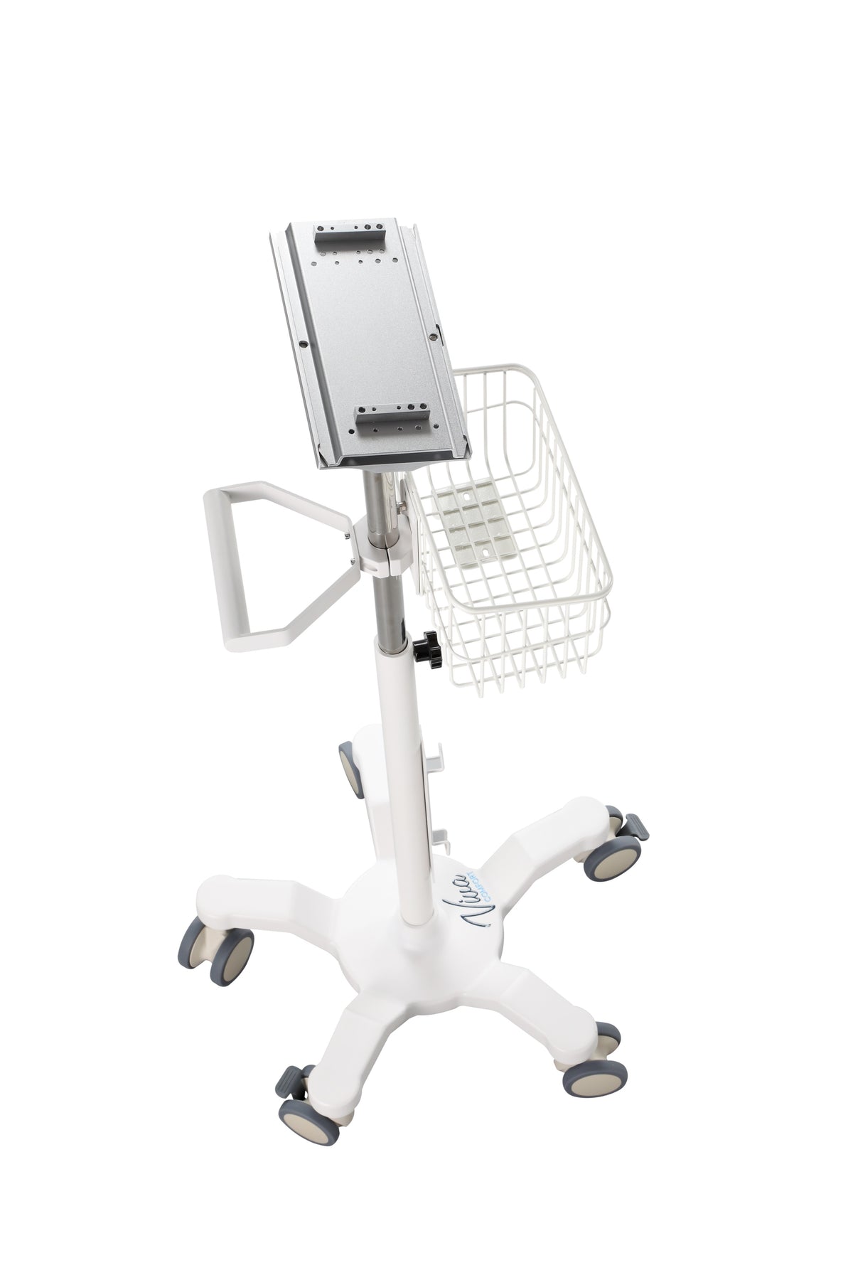 VivaComfort Universal Medical Mobile Cart With Compatible Edan Monitor Mounting Plate, White