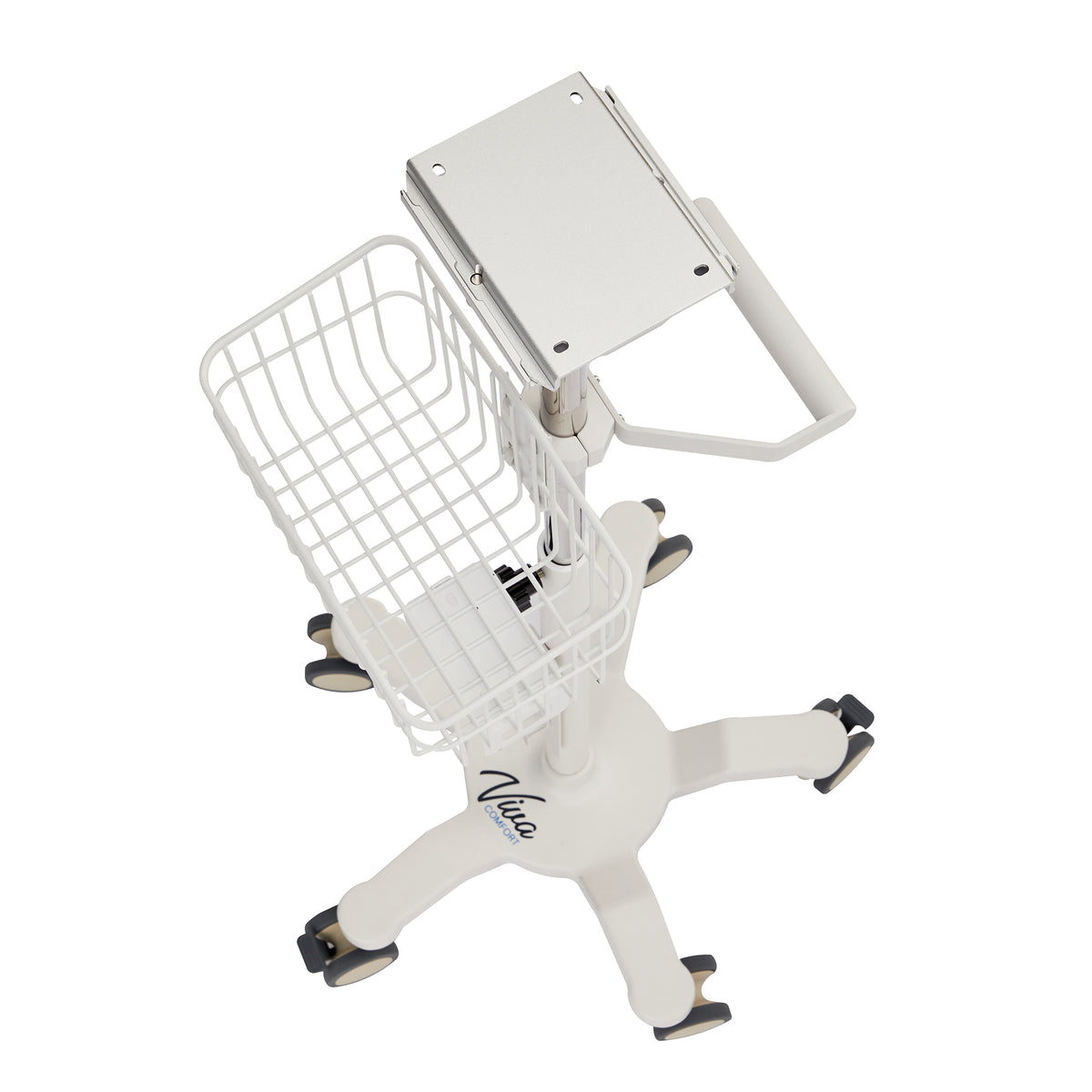 VivaComfort Universal Mobile Cart with Viva Diagnostic Omni Spot Vital Sign Patient Monitor Mounting Plate, White