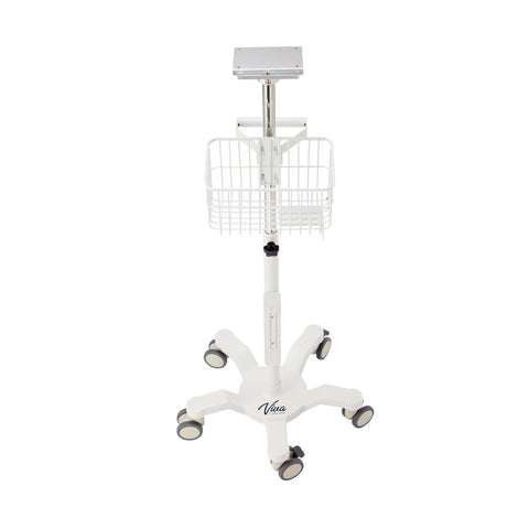 VivaComfort Universal Mobile Cart with Viva Diagnostic Omni Spot Vital Sign Patient Monitor Mounting Plate, White