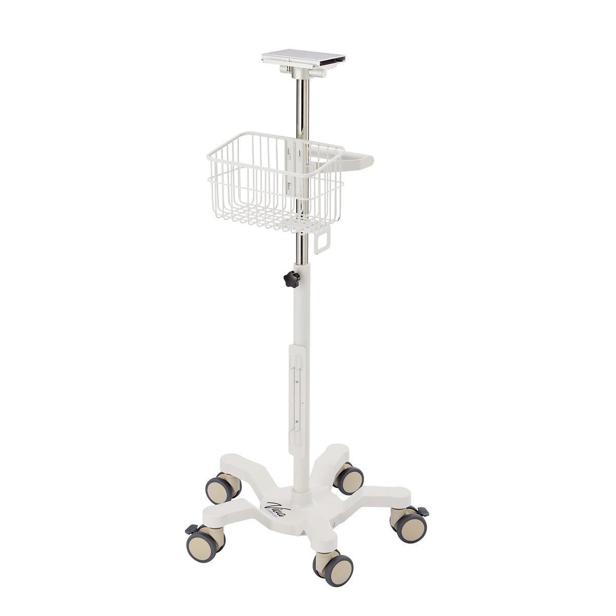 VivaComfort Universal Mobile Cart with Viva Diagnostic Omni Spot Vital Sign Patient Monitor Mounting Plate, White