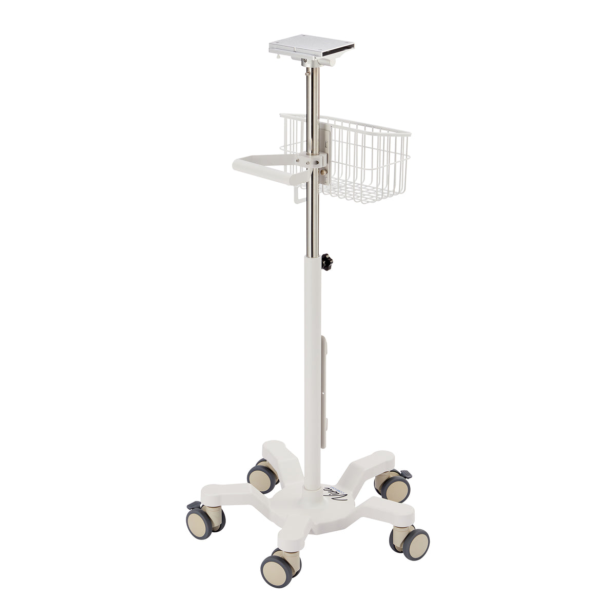 VivaComfort Universal Mobile Cart with Viva Diagnostic Omni Spot Vital Sign Patient Monitor Mounting Plate, White
