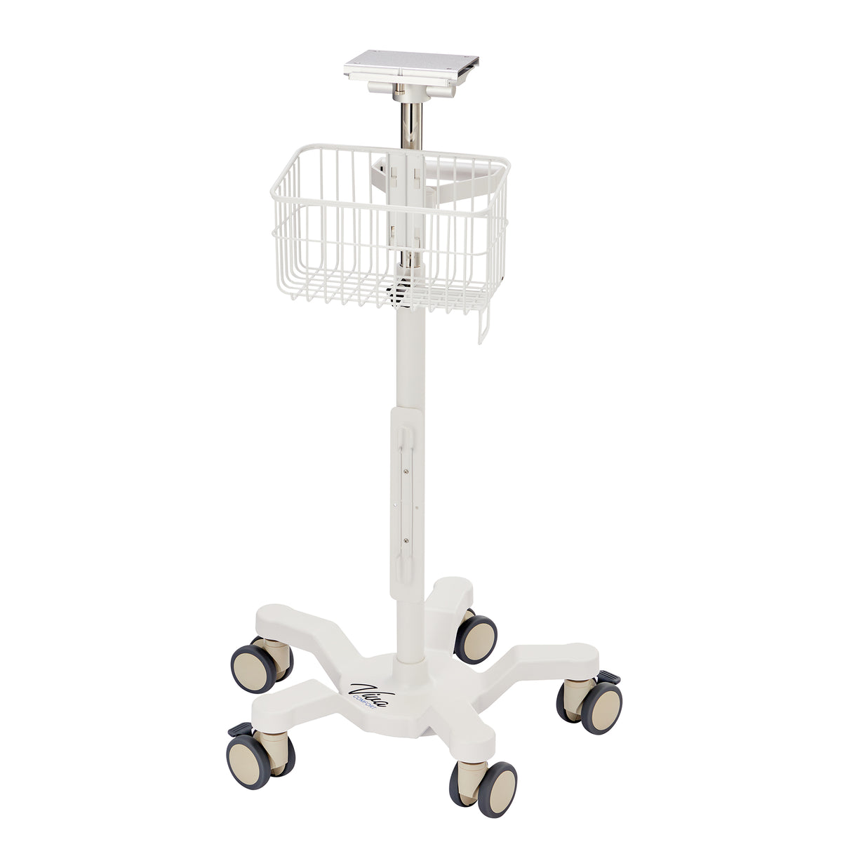 VivaComfort Universal Mobile Cart with Viva Diagnostic Omni Spot Vital Sign Patient Monitor Mounting Plate, White