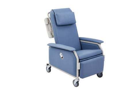VivaComfort Bariatric 3-Position Geri Chair Recliner with Casters, 500 lb Capacity, Blue