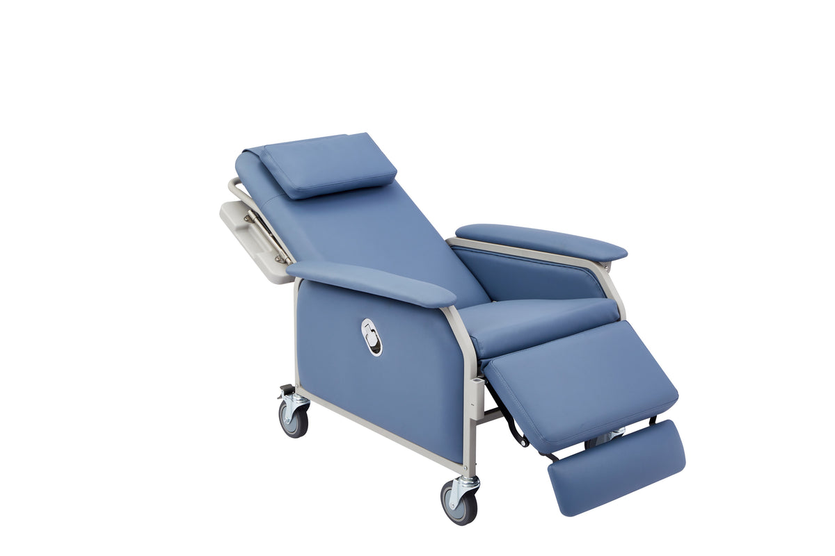VivaComfort Bariatric 3-Position Geri Chair Recliner with Casters, 500 lb Capacity, Blue