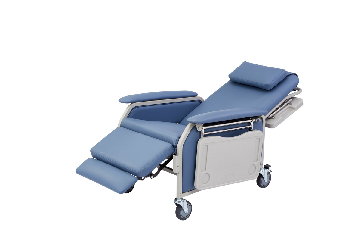 VivaComfort Bariatric 3-Position Geri Chair Recliner with Casters, 500 lb Capacity, Blue