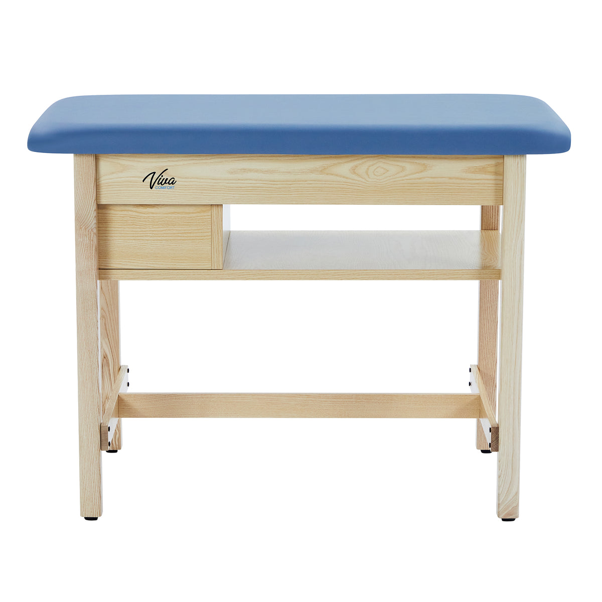 VivaComfort Axis H-Brace Single Sports Taping Table with Top Shelf, 380 lb Capacity, Oak