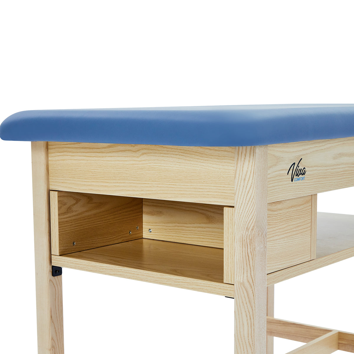 VivaComfort Axis H-Brace Single Sports Taping Table with Top Shelf, 380 lb Capacity, Oak