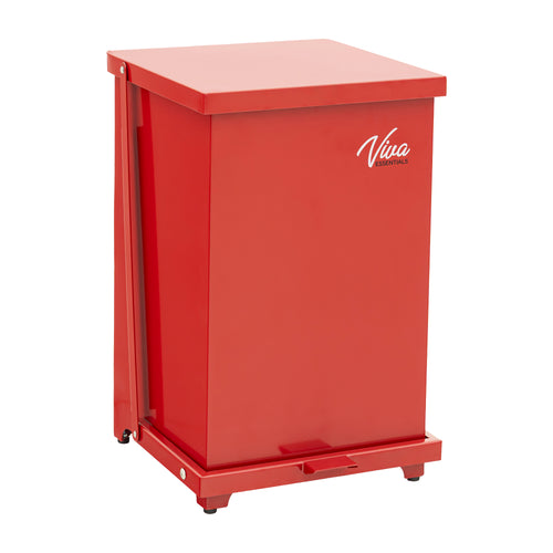 VivaComfort 13 Gal. Red Indoor Galvanized Steel Medical Biohazard Step-On Trash Can, 13 Gallon, Red