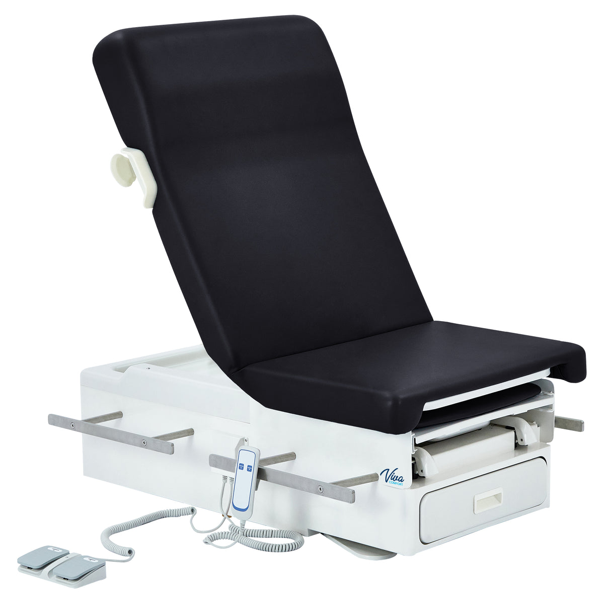 VivaComfort Pointe Power Height Adjustable Pelvic Tilt Exam Table with Stirrups, Storage, and Paper Dispenser, 396 lb Ca