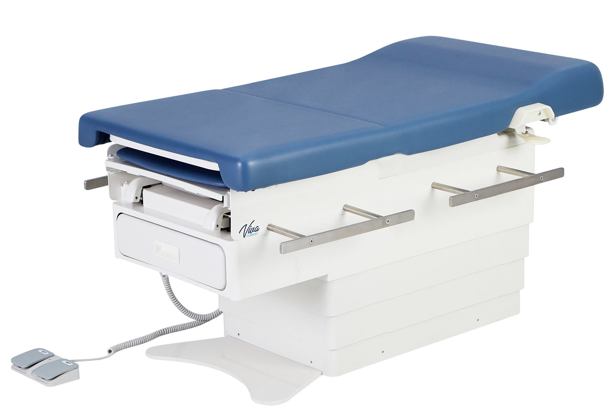 VivaComfort Pointe Power Height Adjustable Pelvic Tilt Exam Table with Stirrups, Storage, and Paper Dispenser, 396 lb Ca