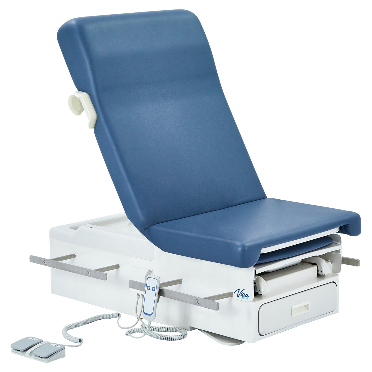 VivaComfort Pointe Power Height Adjustable Pelvic Tilt Exam Table with Stirrups, Storage, and Paper Dispenser, 396 lb Ca
