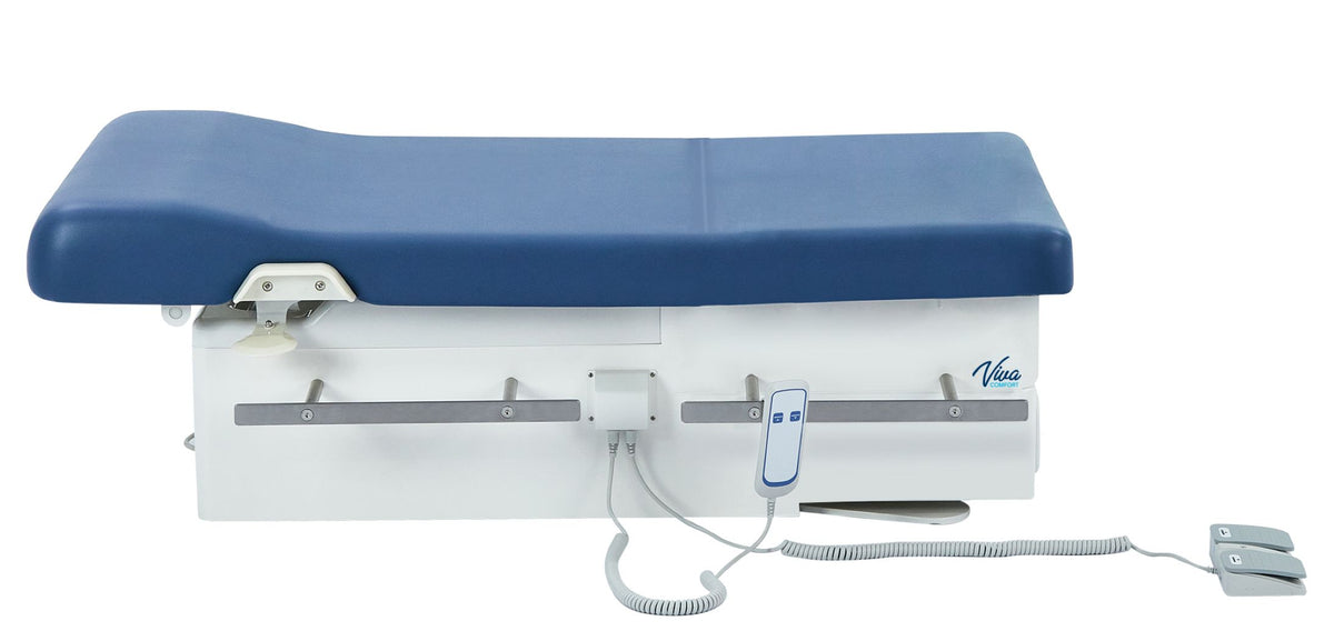 VivaComfort Pointe Power Height Adjustable Pelvic Tilt Exam Table with Stirrups, Storage, and Paper Dispenser, 396 lb Ca