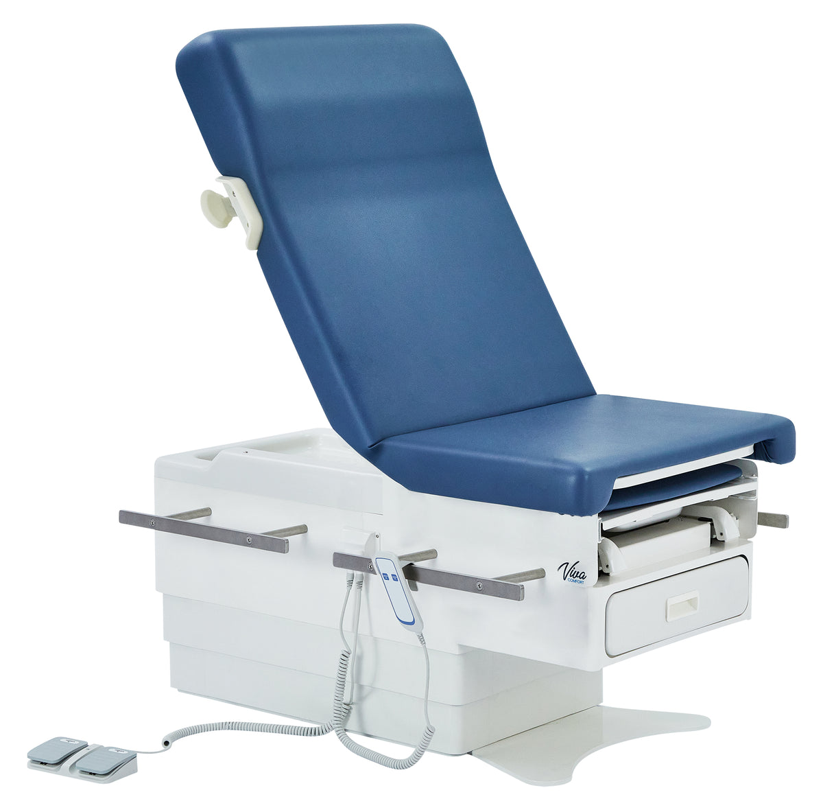 VivaComfort Pointe Power Height Adjustable Pelvic Tilt Exam Table with Stirrups, Storage, and Paper Dispenser, 396 lb Ca